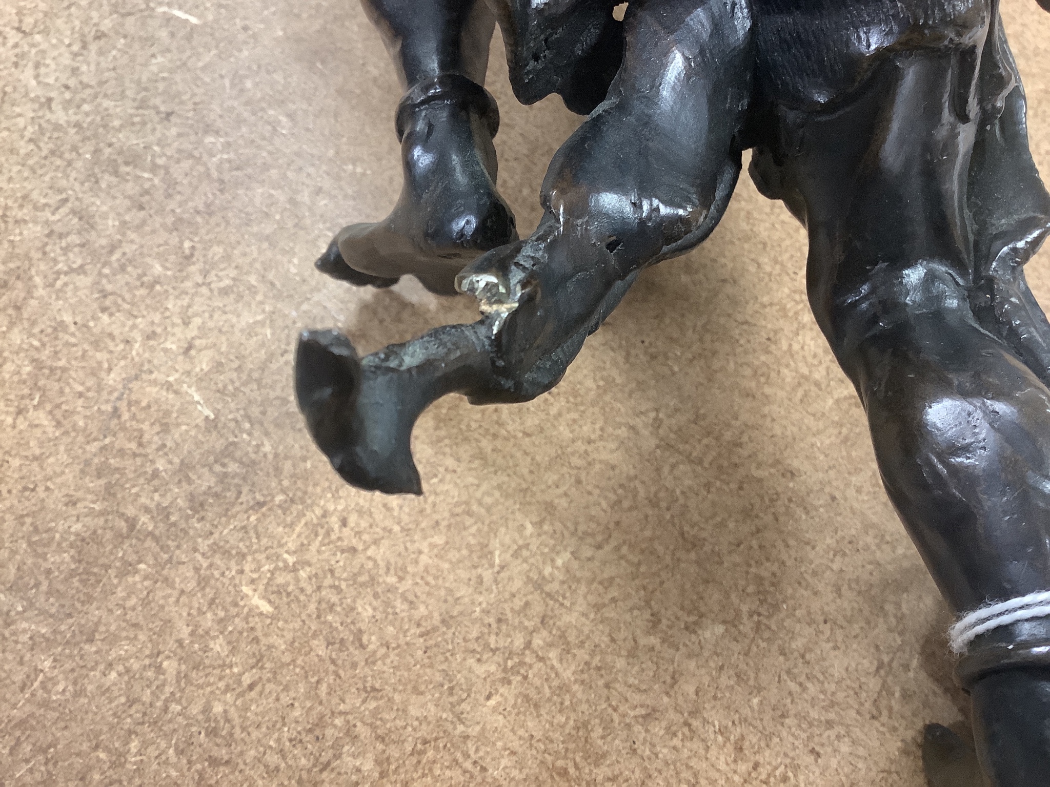 A Meiji period Japanese bronze figural censer, study of a demon, 31cm